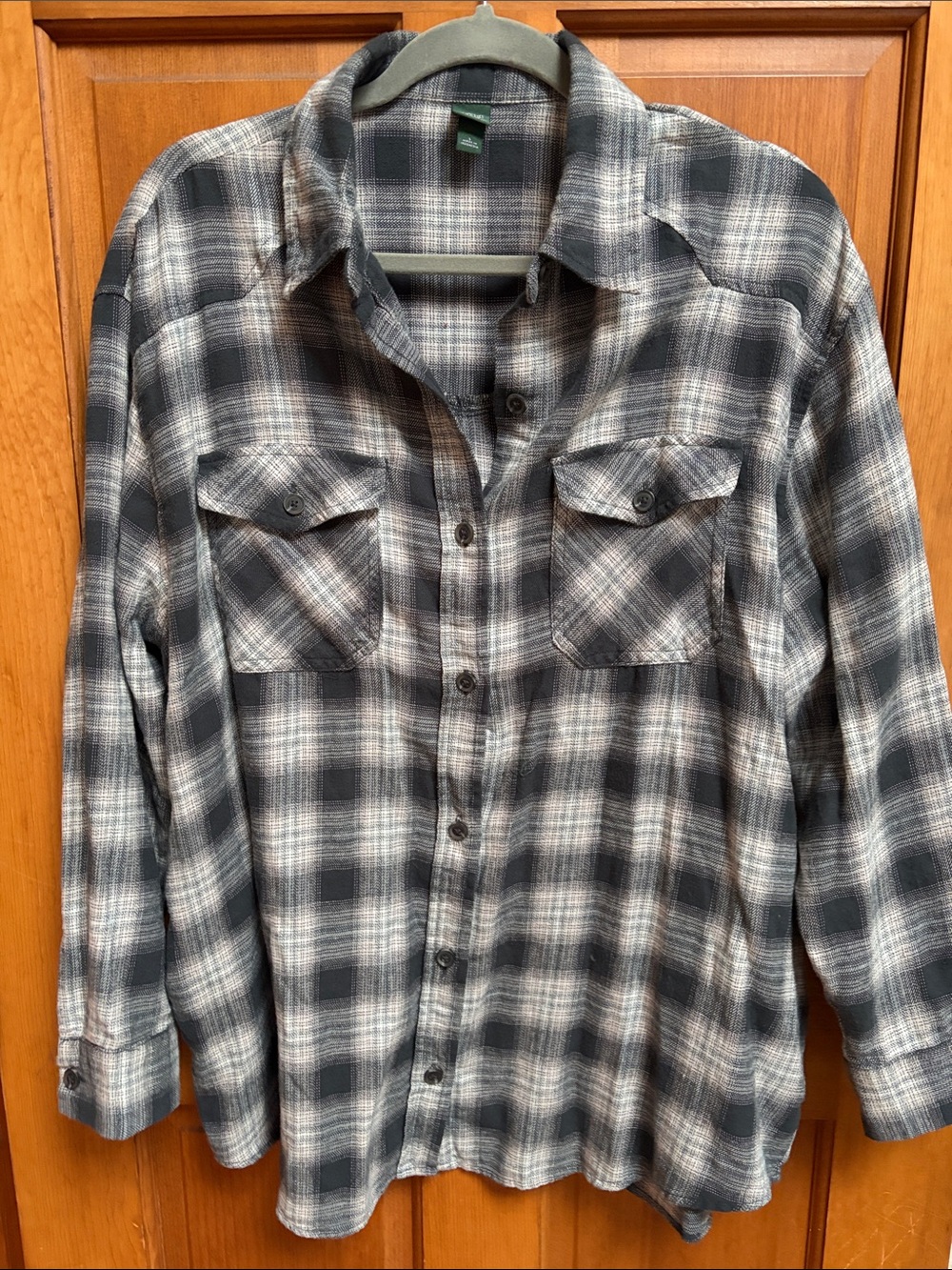 wild fable Black and Gray Plaid Button-Down Shirt